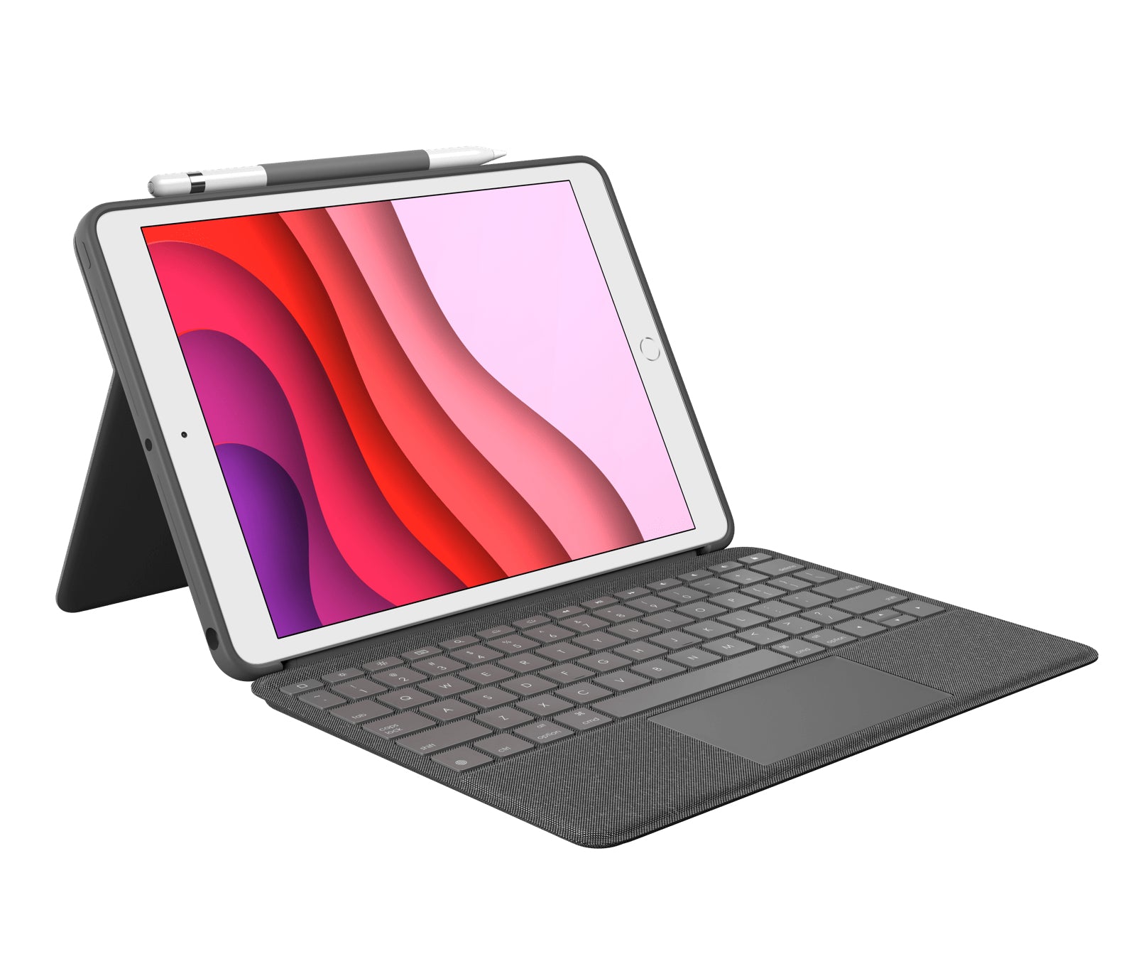 Logitech Combo Touch - Keyboard and folio folder - with trackpad - backlit - Apple Smart connector - QWERTY - UK - graphite - for Apple 10.2-inch iPad (7th generation, 8th generation)