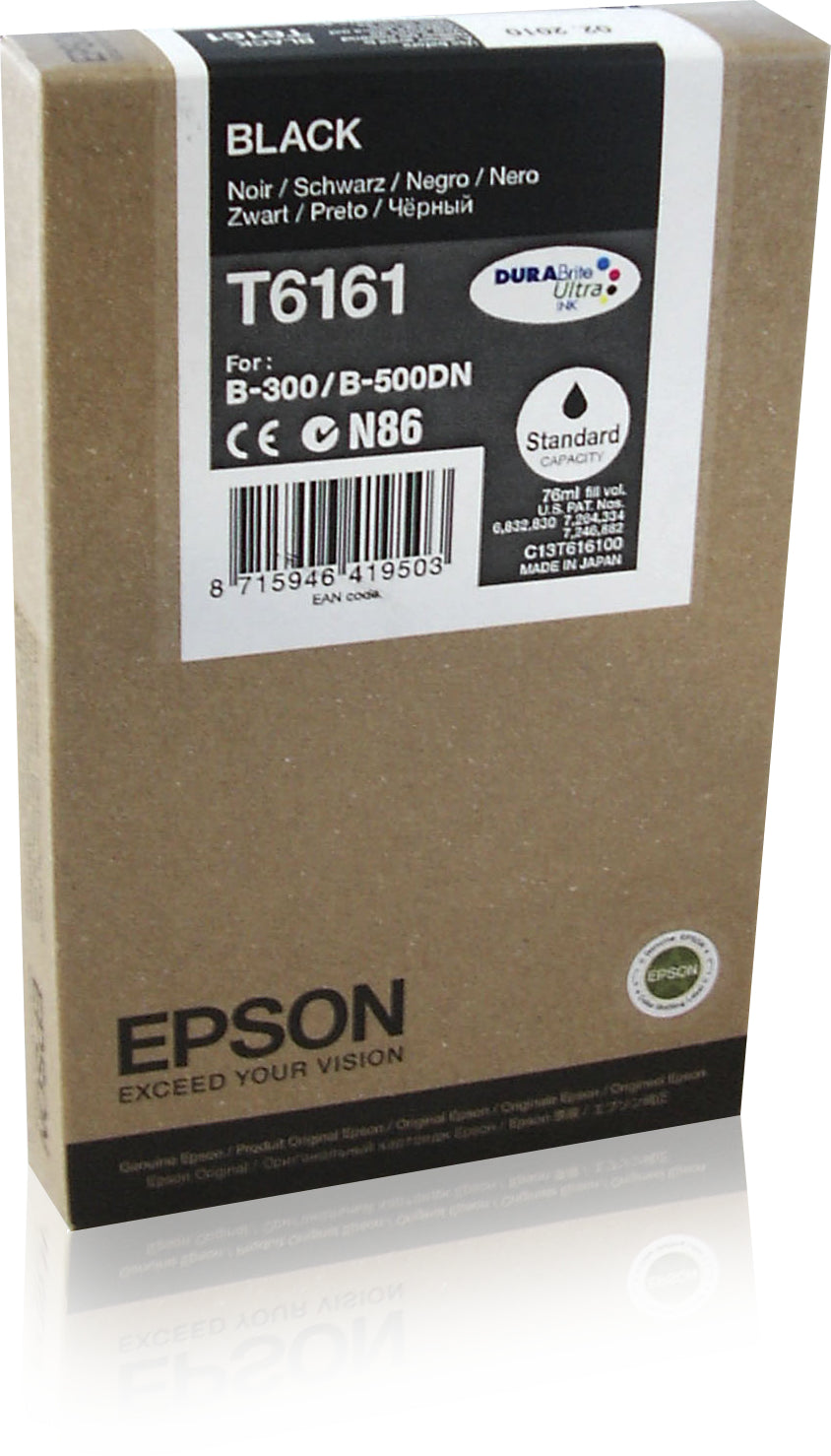 Epson T6161 - 76 ml - negro - original - cartucho de tinta - para B 300, 310N, 500DN, 510DN