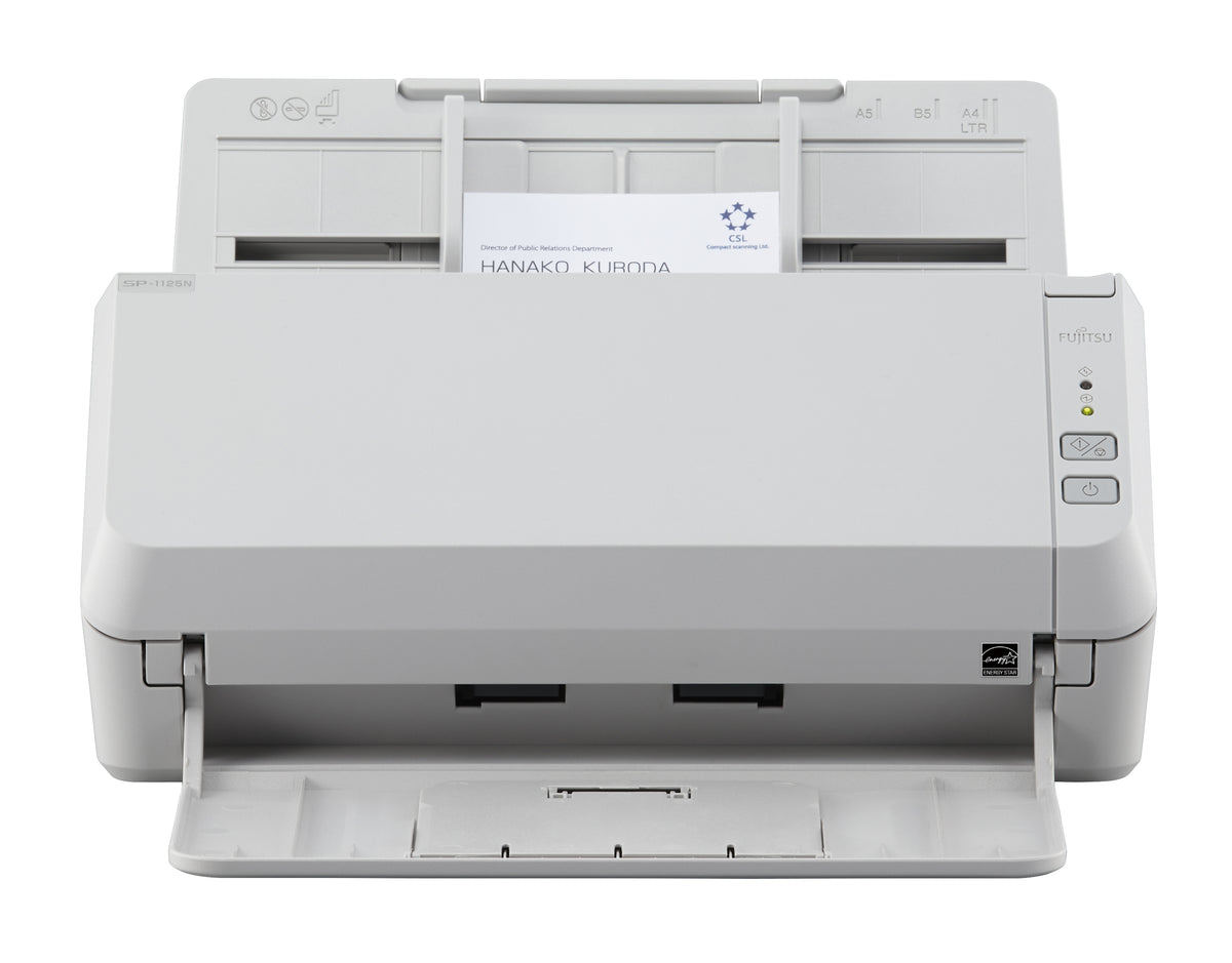 Fujitsu SP-1125N - Escaneador de documento - CIS duplo - Duplex - 216 x 355.6 mm - 600 ppp x 600 ppp - até 25 ppm (mono) / até 25 ppm (cor) - ADF (50 folhas) - até 4000 varreduras por dia - Gigabit LAN, USB 3.2 Gen 1x1