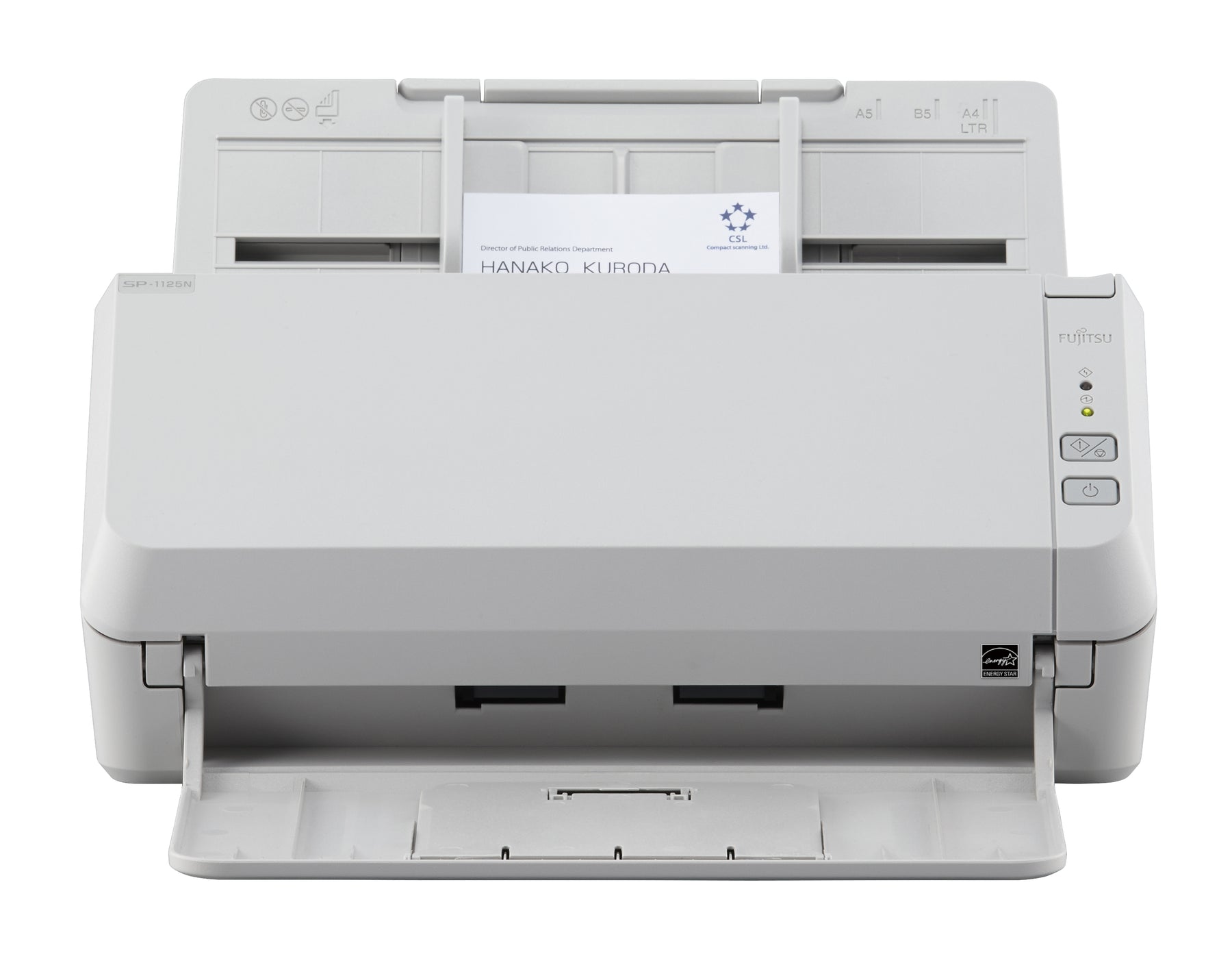 Fujitsu SP-1125N - Document Scanner - Dual CIS - Duplex - 216 x 355.6 mm - 600 dpi x 600 dpi - up to 25 ppm (mono) / up to 25 ppm (color) - ADF (50 sheets) - up to 4000 scans per day - Gigabit LAN, USB 3.2 Gen 1x1