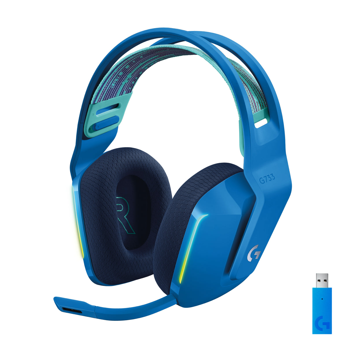 Logitech G G733 LIGHTSPEED Wireless RGB Gaming Headset - Headphones - Full Size - 2.4GHz - Wireless - Blue