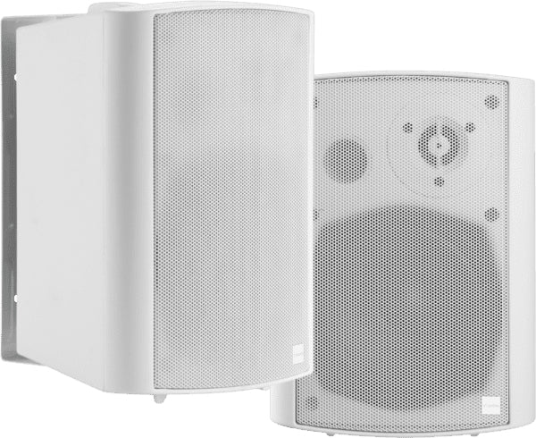 VISION Professional Pair Active 5.25" Wall Speakers - LIFETIME WARRANTY - 2 x 30w (Program) - Bluetooth - RS-232 - Bluetooth (can be disabled), minijack and 2-phono inputs (summed) - C brackets included - 2-way with Bass reflex - white