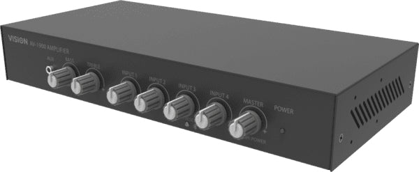 VISION Professional Digital Audio Mixer Amplifier - LIFETIME WARRANTY - 2 x 50w (RMS @ 8 Ohms) - RS-232 - Bluetooth (renameable, set pin) - 4 x inputs either line-level or Mic (balanced with trim adjustment and switchable phantom power) - pre-mi