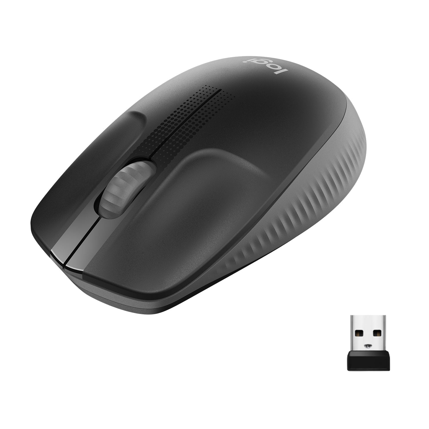 Logitech M190 - Mouse - optical - 3 buttons - wireless - USB wireless receiver - charcoal