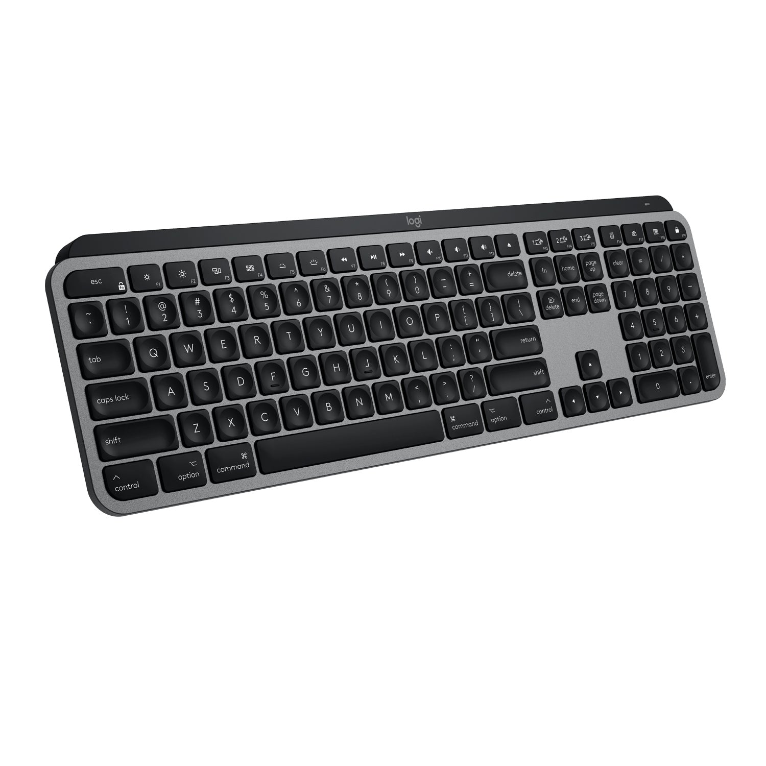 Logitech MX Keys for Mac - Teclado - retroiluminação - Bluetooth, 2.4 GHz - AZERTY - Francês - cinzento espaço - para Apple 10.2-inch iPad, 10.5-inch iPad Air, 10.9-inch iPad Air, iPhone 11, 12, 13, SE