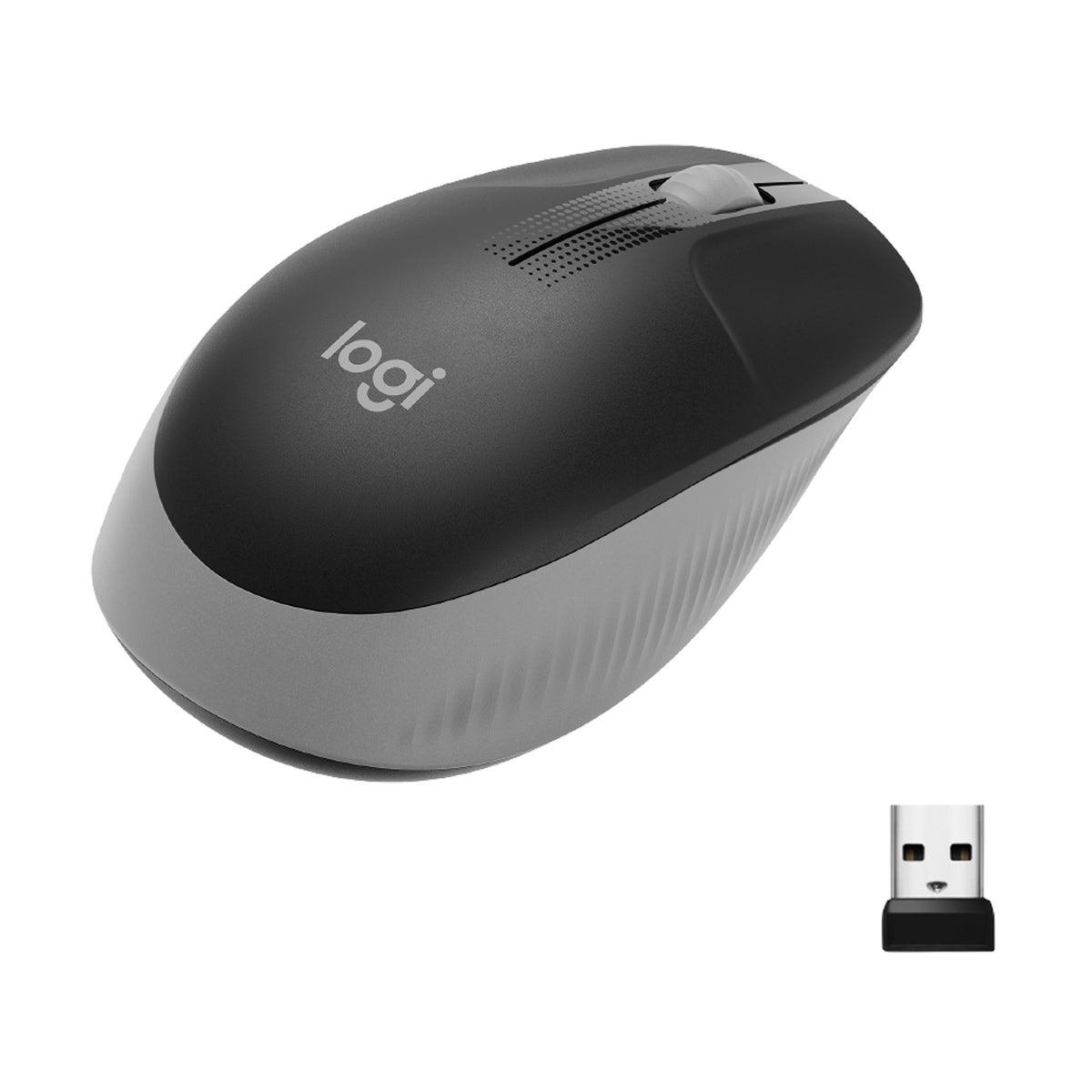 Logitech M190 - Rato - óptico - 3 botões - sem fios - receptor sem fio USB - cinza médio