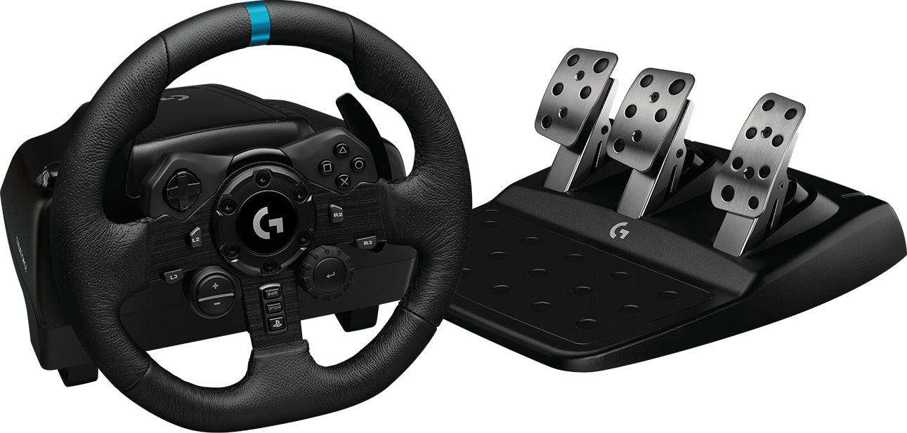 Logitech G923 - Conjunto de volante e pedais - com cabo - preto - para PC, Sony PlayStation 4