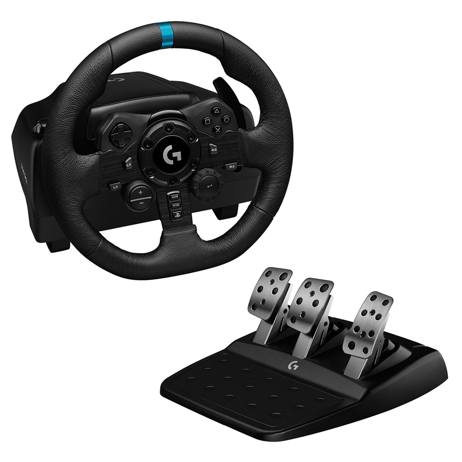 Logitech G923 - Conjunto de volante e pedais - com cabo - para PC, Sony PlayStation 4