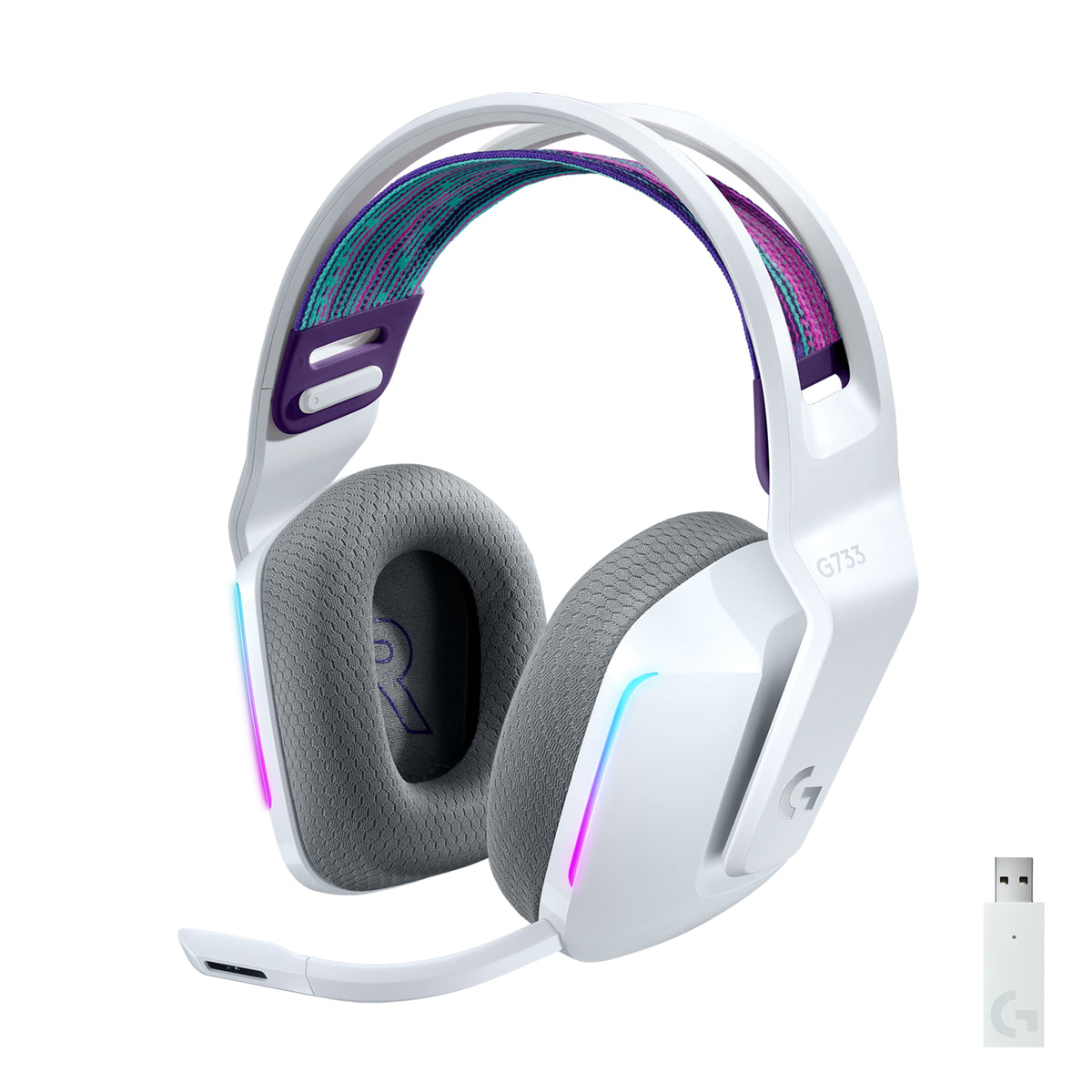 Logitech G G733 LIGHTSPEED Wireless RGB Gaming Headset - Auscultadores - tamanho completo - 2,4 GHz - sem fios - branco