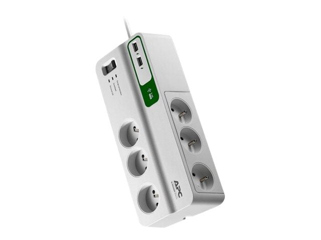 APC SurgeArrest Essential - Surge Protector - AC 230 V - 2300 Watt - output connectors: 6 - Belgium, France - white (PM6U-FR)