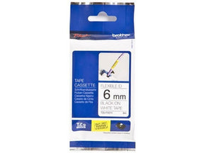 BROTHER CINTA 6MM NEGRO/BLANCO FLEXIBLE LAMINADO