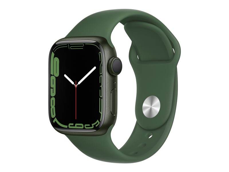 Apple Watch Series 7 GPS, 41mm Green Aluminum Case with Clover Sport Band - Regular