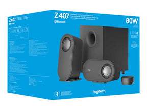 Logitech Z407 - Speaker System - for PC - 2.1 channel - wireless - Bluetooth - USB - 40 Watt (Total) - graphite gray