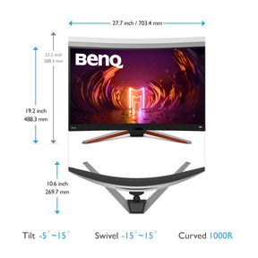 BenQ Mobiuz EX3210R - LED Display - curved - 32" (31.5" viewable) - 2560 x 1440 QHD @ 165 Hz - VA - 400 cd/m² - 2500:1 - DisplayHDR 400 - 1 ms - 2xHDMI, DisplayPort - speakers with subwoofer