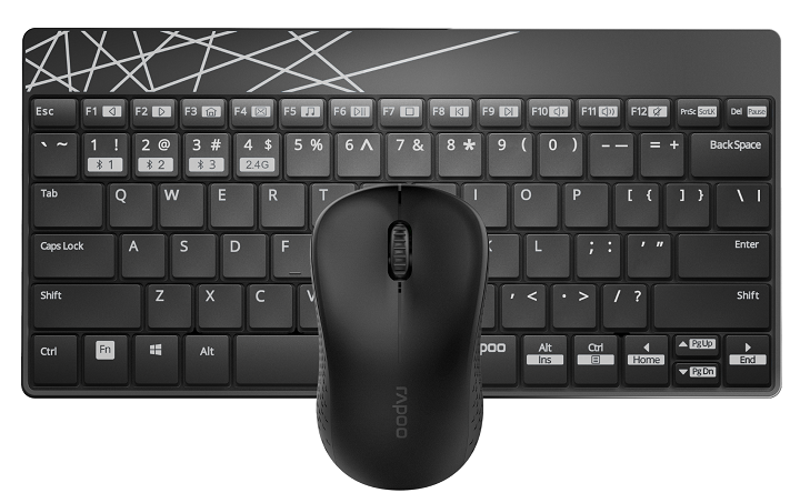 Combo/Kit RAPOO teclado y mouse \"8000M\" BT/Inalámbrico, Negro, Nano USB - 192746