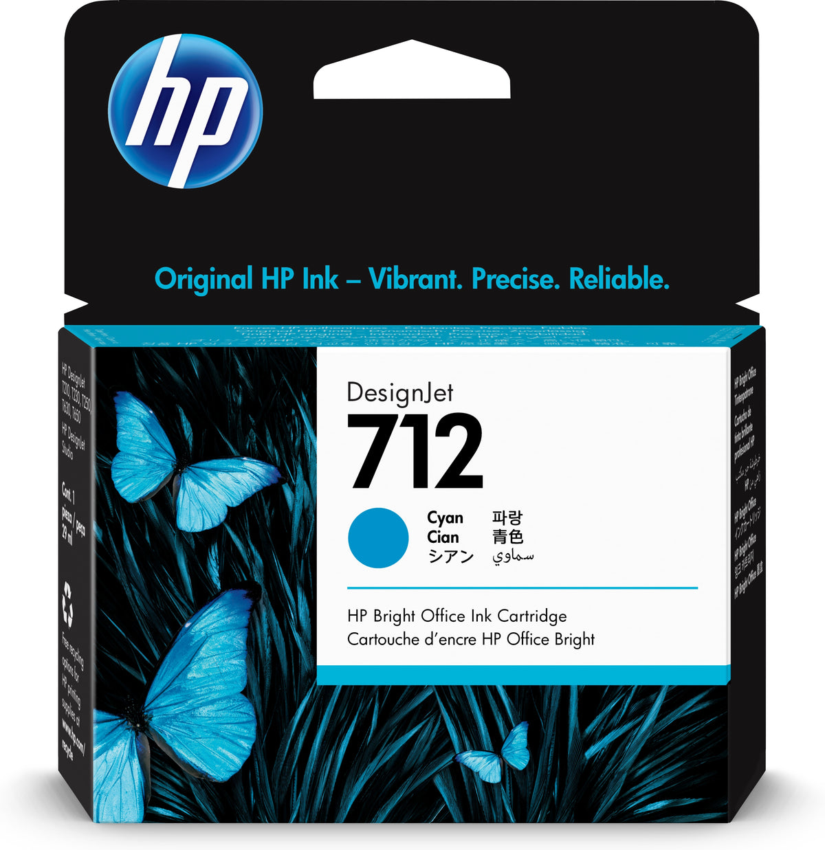 HP 712 - 29 ml - cyan blue - original - DesignJet - ink cartridge - for DesignJet Studio, T210, T230, T250, T630, T650