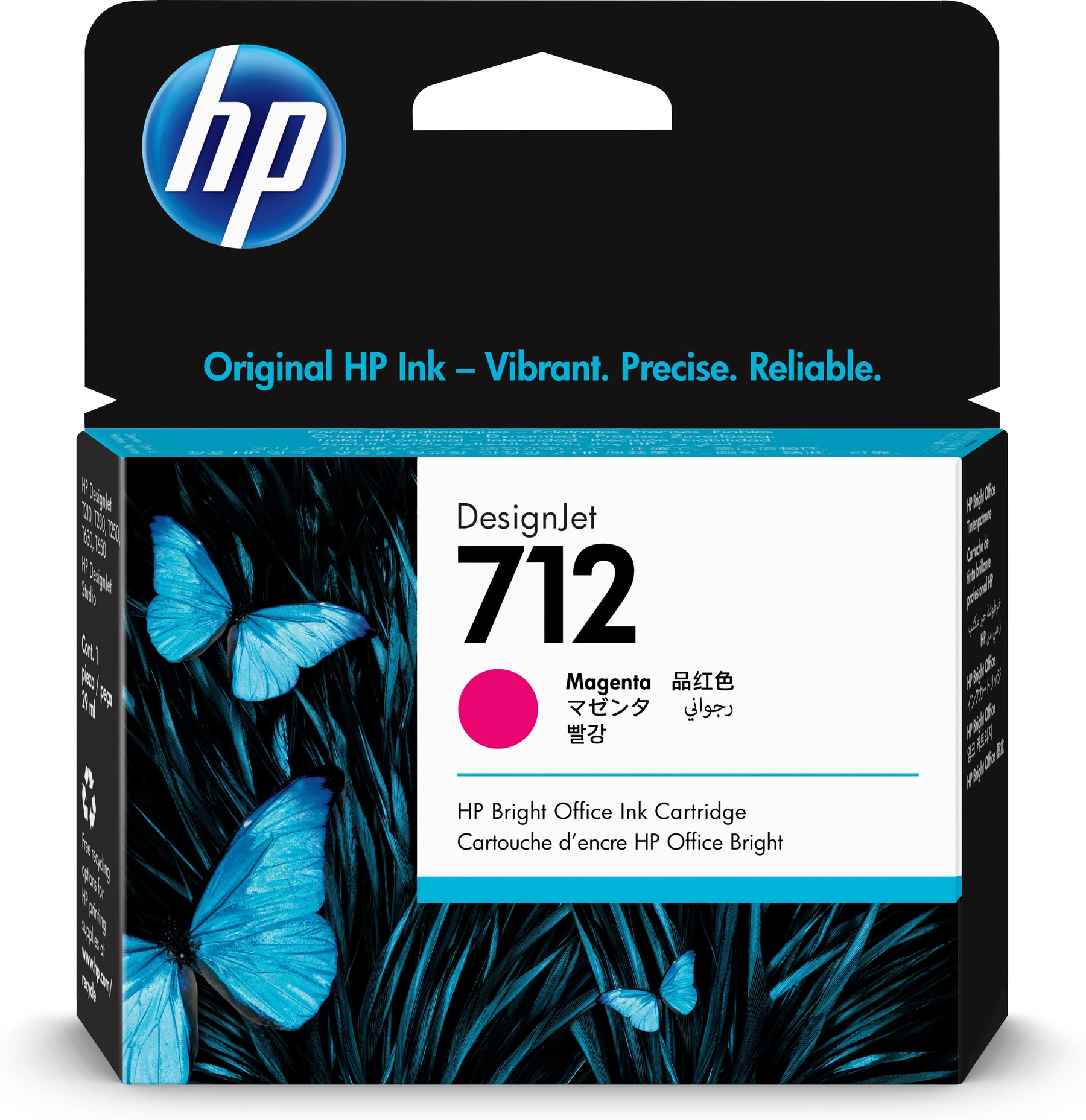 HP 712 - 29 ml - magenta - original - DesignJet - ink cartridge - for DesignJet Studio, T210, T230, T250, T630, T650