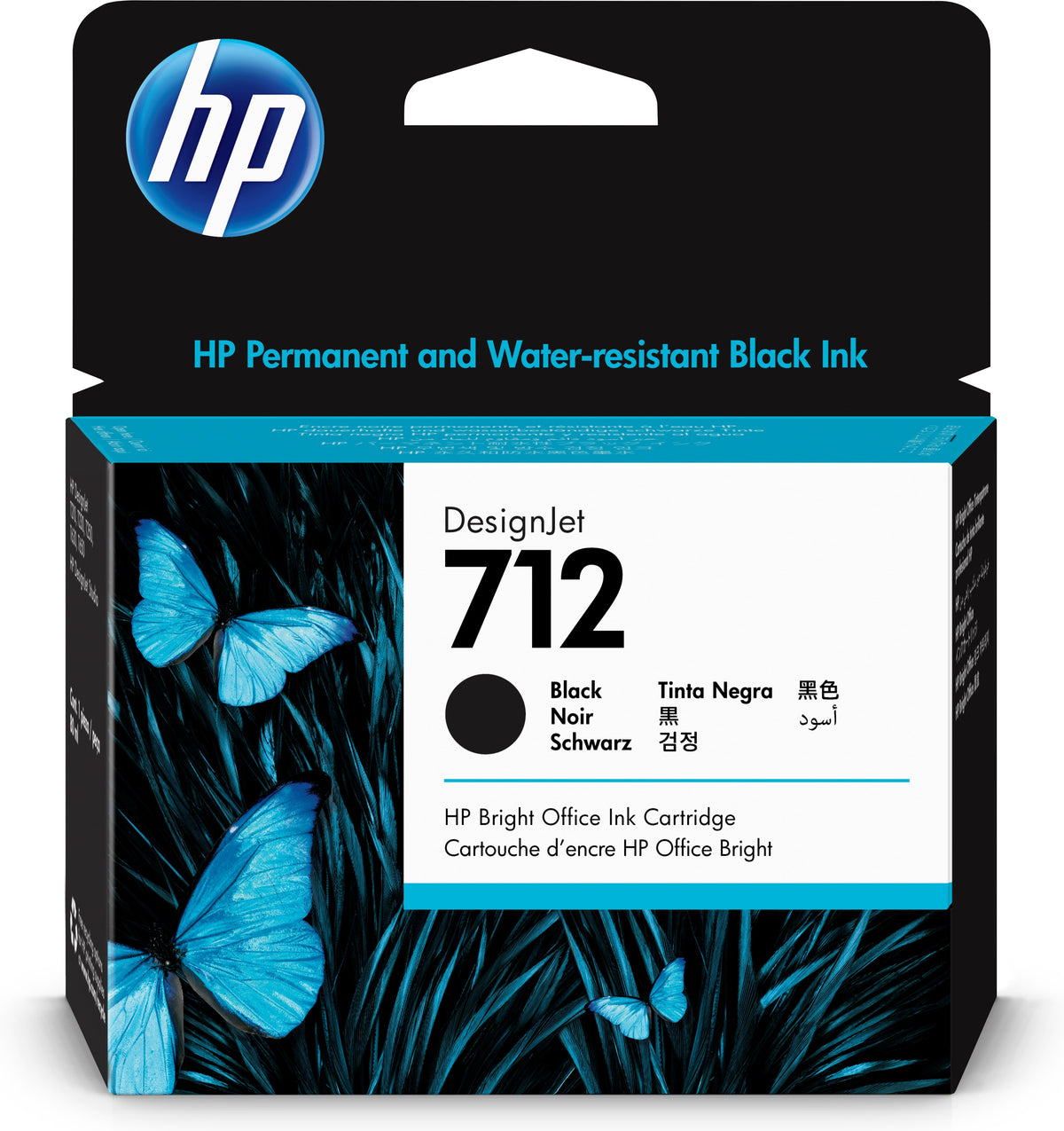 HP 712 - 80 ml - black - original - DesignJet - ink cartridge - for DesignJet Studio, T210, T230, T250, T630, T650