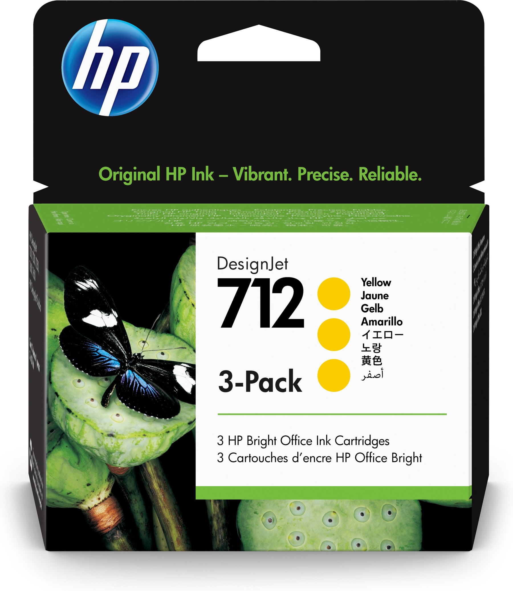 HP 712 - Pack of 3 - 29 ml - Yellow - Genuine - DesignJet - Ink Cartridge - for DesignJet Studio, T210, T230, T250, T630, T650