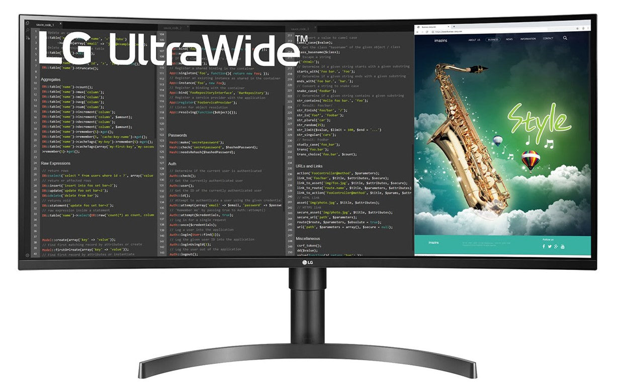 LG 35WN65C-B - Monitor LED - curvo - 35" - 3440 x 1440 UWQHD @ 100 Hz - VA - 300 cd/m² - 2500:1 - HDR10 - 5 ms - 2xHDMI, DisplayPort - altifalantes - preto opaco