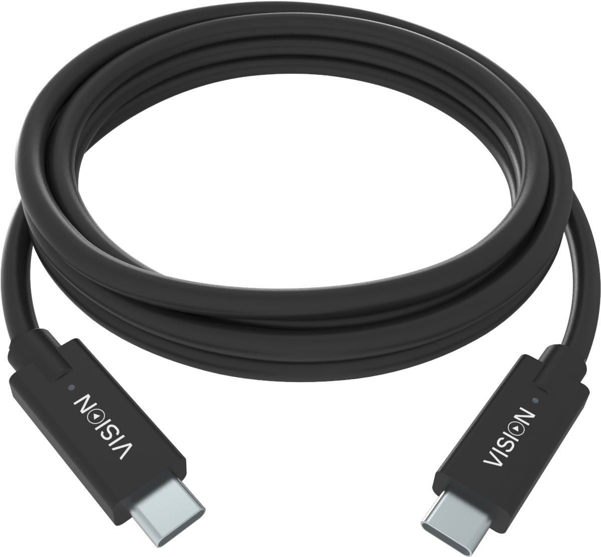 VISION Professional installation-grade USB-C cable - LIFETIME WARRANTY - bandwidth up to 10 gbit/s - supports 3A charging current - USB-C 3.1 (M) to USB-C 3.1 (M) - outer diameter 4.5 mm - 22+30 AWG - 2 m - black
