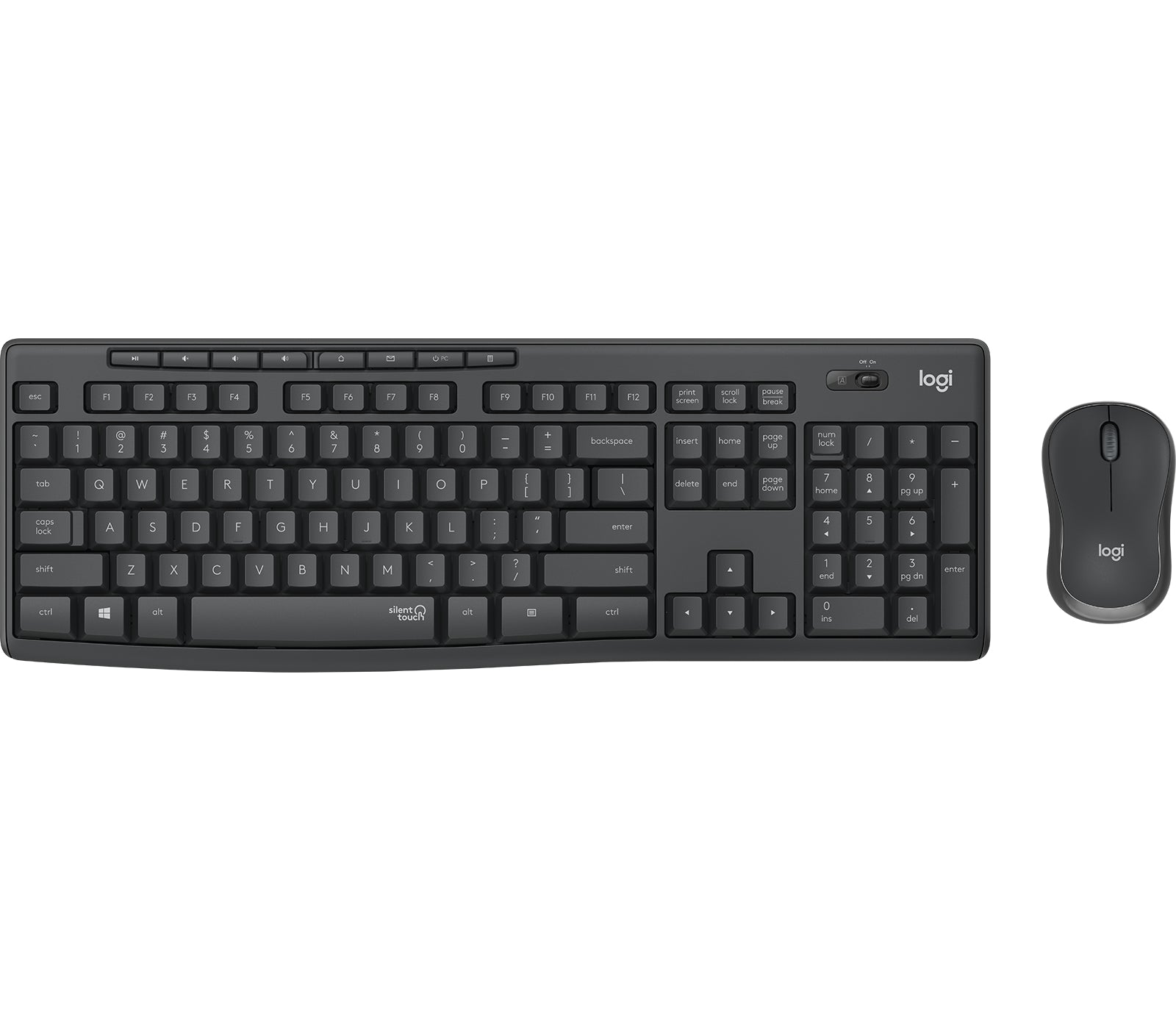 Logitech MK295 Silent - Keyboard and Mouse Combo - Wireless - 2.4GHz - French - Graphite