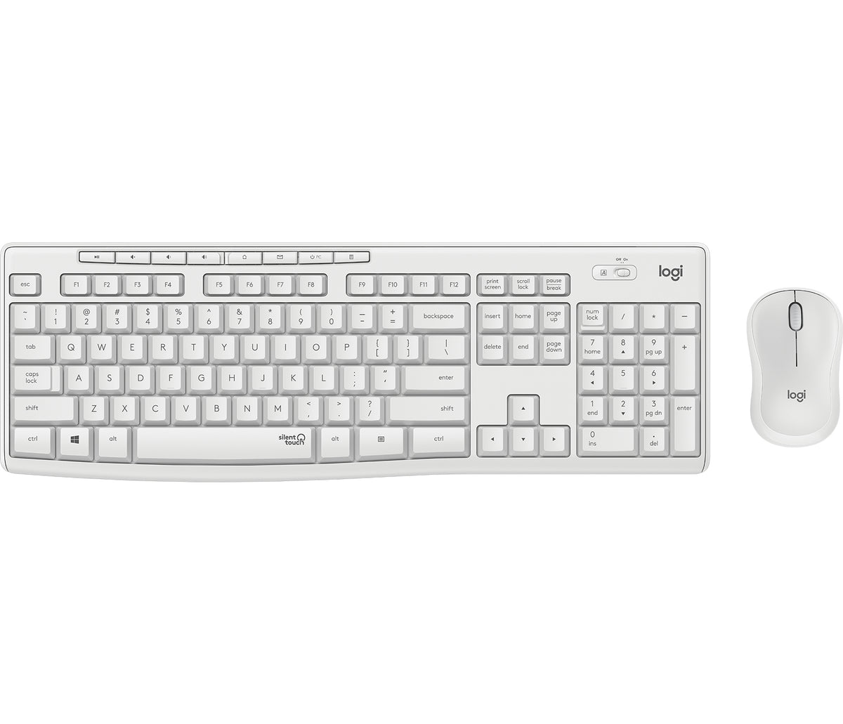 Logitech MK295 Silent - Conjunto de teclado e rato - sem fios - 2.4 GHz - Alemão - esbranquiçado