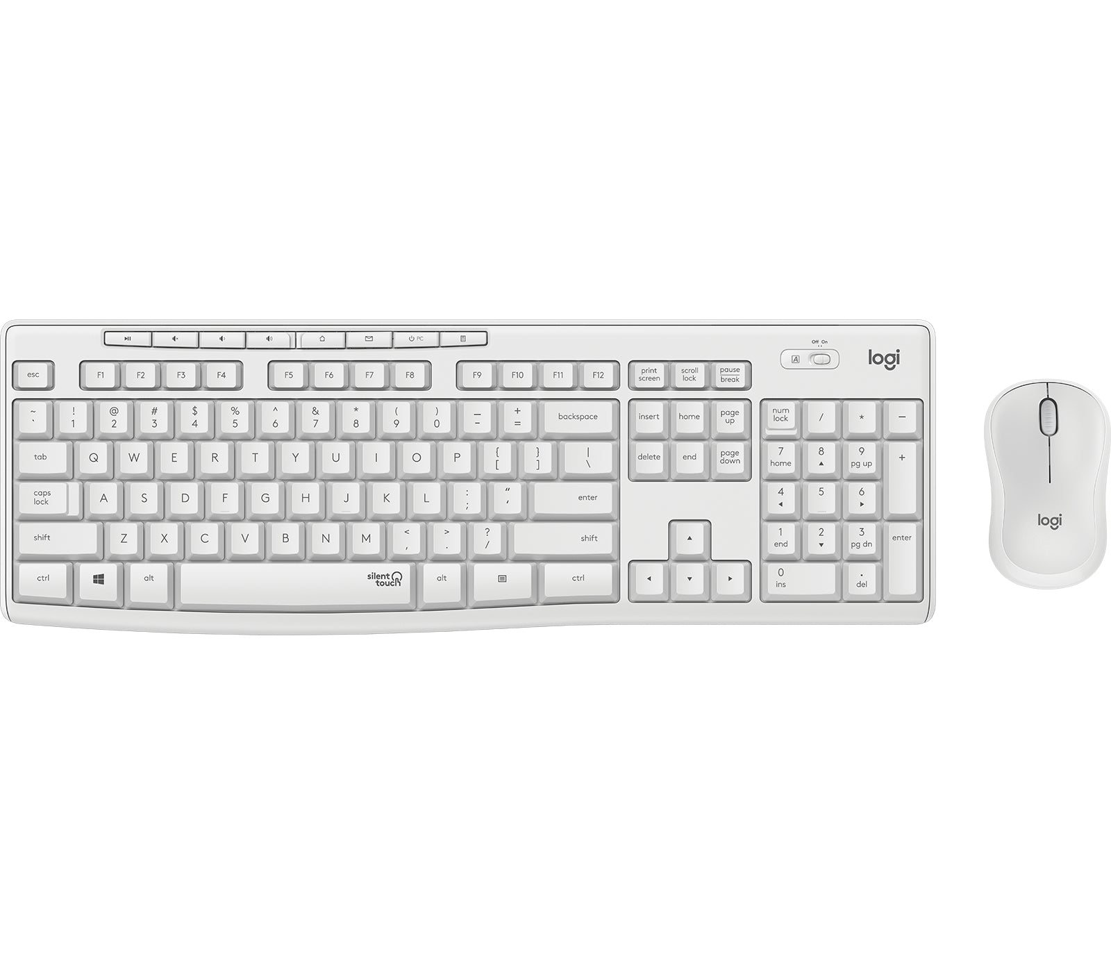 Logitech MK295 Silent - Keyboard and Mouse Combo - Wireless - 2.4GHz - German - Off-White