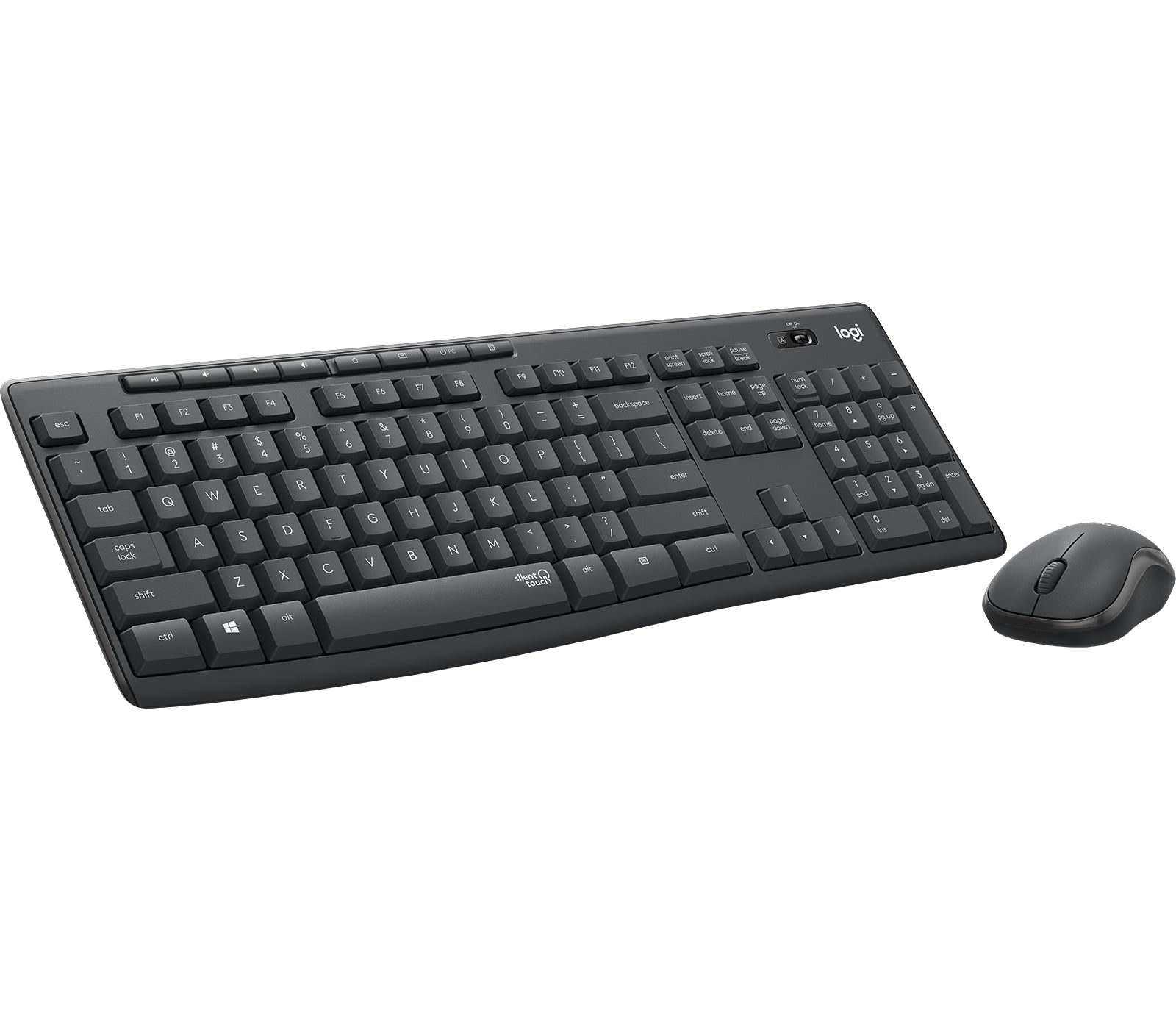 Logitech MK295 Silent - Keyboard and Mouse Combo - Wireless - 2.4GHz - US International Standard - Graphite