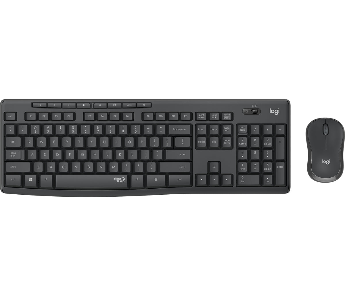 Logitech MK295 Silent - Keyboard and Mouse Combo - Wireless - 2.4GHz - Pan-Nordic - Graphite