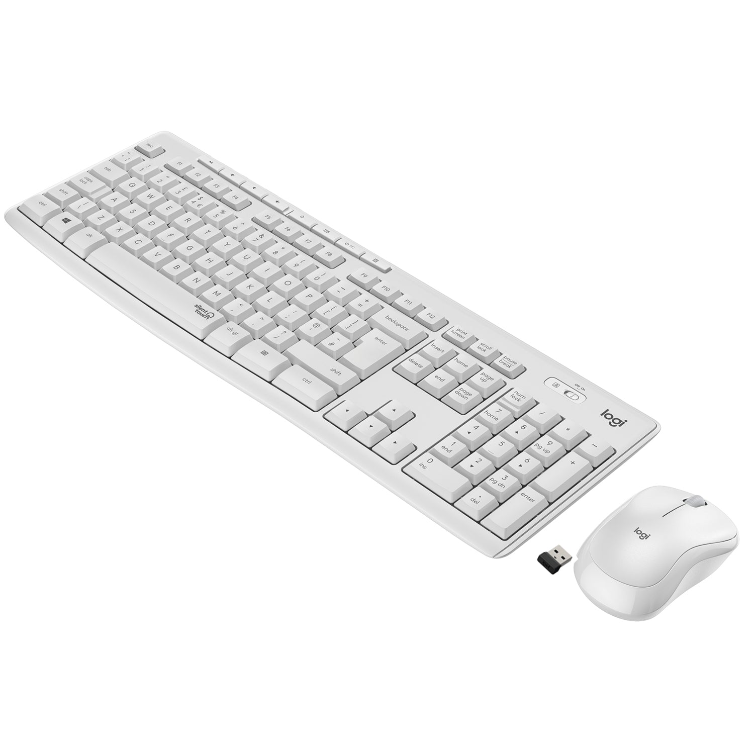 Logitech MK295 Silent - Keyboard and Mouse Combo - Wireless - 2.4GHz - French - Off-White