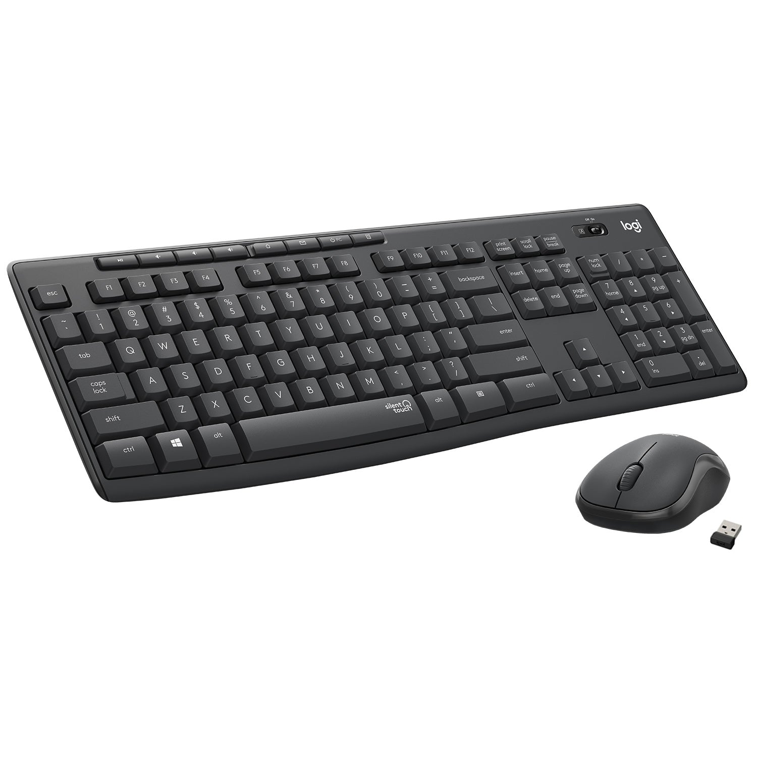 Logitech MK295 Silent - Combinación de teclado y ratón - Inalámbrico - 2,4 GHz - Grafito