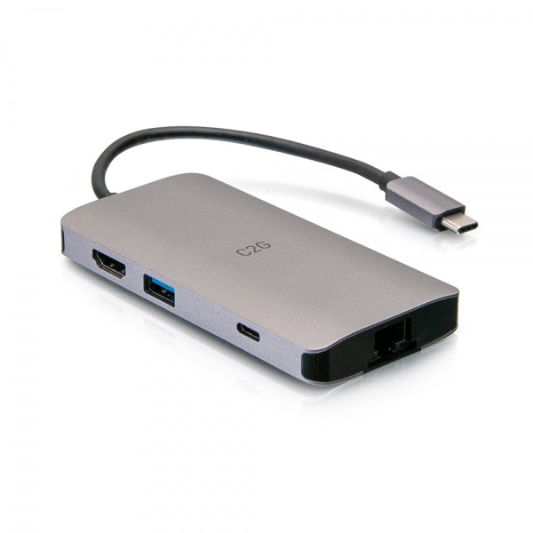 C2G USB-C® Mini Dock con HDMI, 2x USB-A, Ethernet, lector de tarjetas SD y USB-C Power Delivery hasta 100W - 4K 30Hz - Estación de acoplamiento - USB-C/Thunderbolt 3 - HDMI - GigE