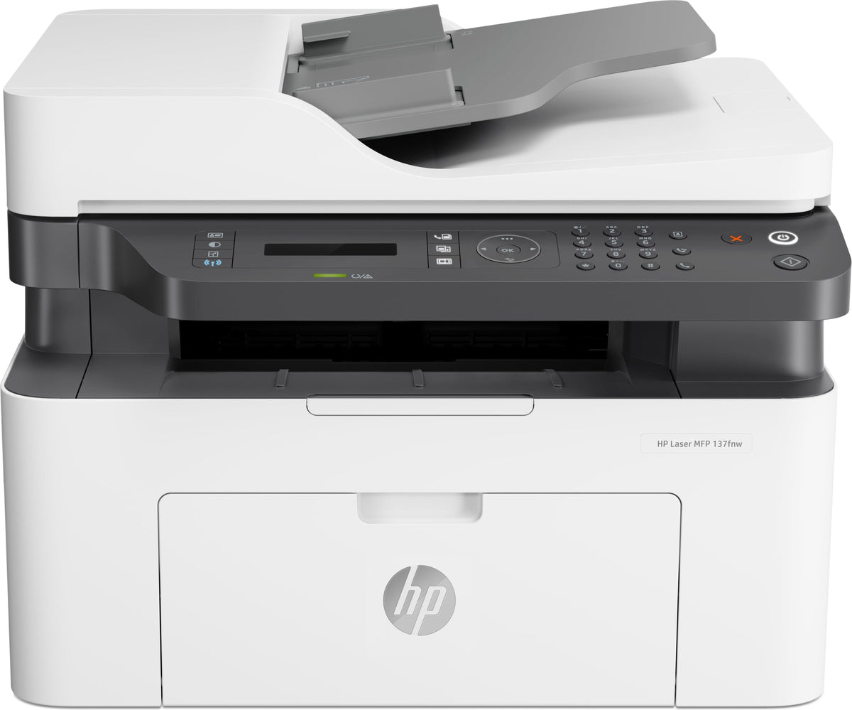 HP Laser MFP 137fnw - Impresora multifunción - B/N - láser - Legal (216 x 356 mm) (original) - A4/Legal (soportes) - hasta 20 ppm (copia) - hasta 20 ppm (impresión) - 150 hojas - 33,6 Kbps - USB 2.0, LAN, WiFi(n)