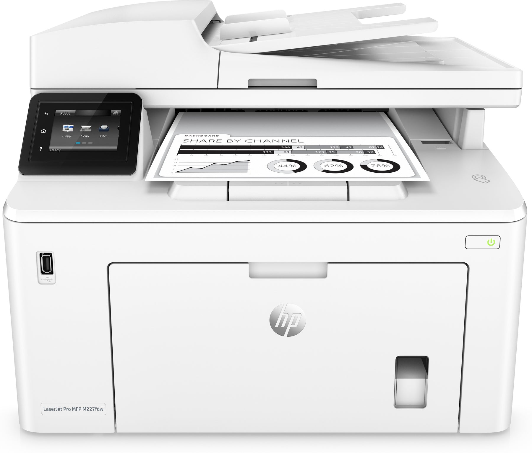 HP LaserJet Pro MFP M227fdw - Impresora multifunción - B/N - láser - Legal (216 x 356 mm) (original) - A4/Legal (soportes) - hasta 28 ppm (copia) - hasta 28 ppm (impresión) - 260 hojas - 33,6 Kbps - USB 2.0, LAN, Wi-Fi(n), NFC