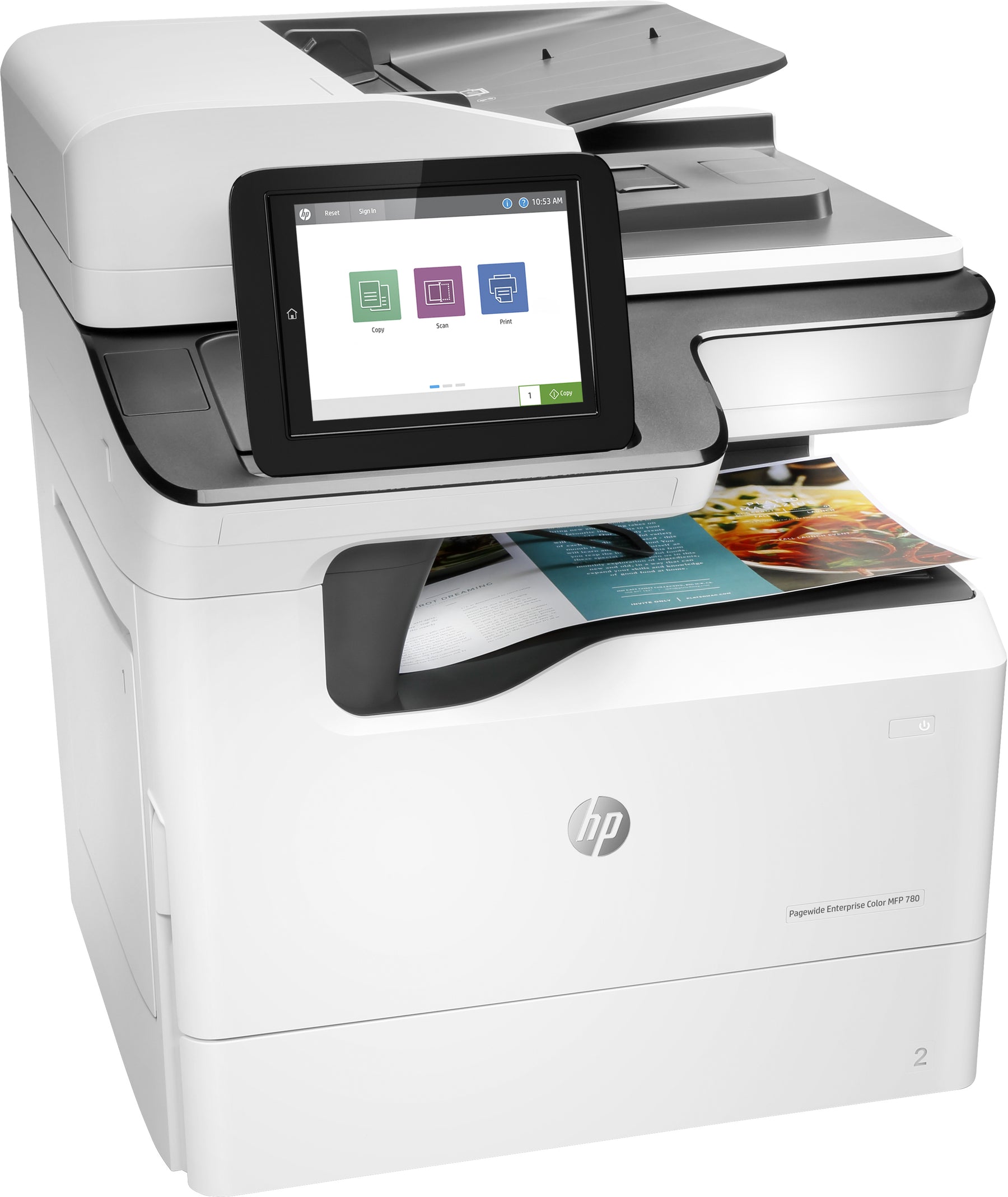 HP PageWide Enterprise Color MFP 780dn - Multifunction Printer - color - page width matrix - 297 x 432 mm (original) - A3/Ledger (media) - up to 45 ppm (copy) - up to 65 ppm (print) - 650 sheets - 33.6 Kbps - USB 2.0, Gigabit LAN, USB