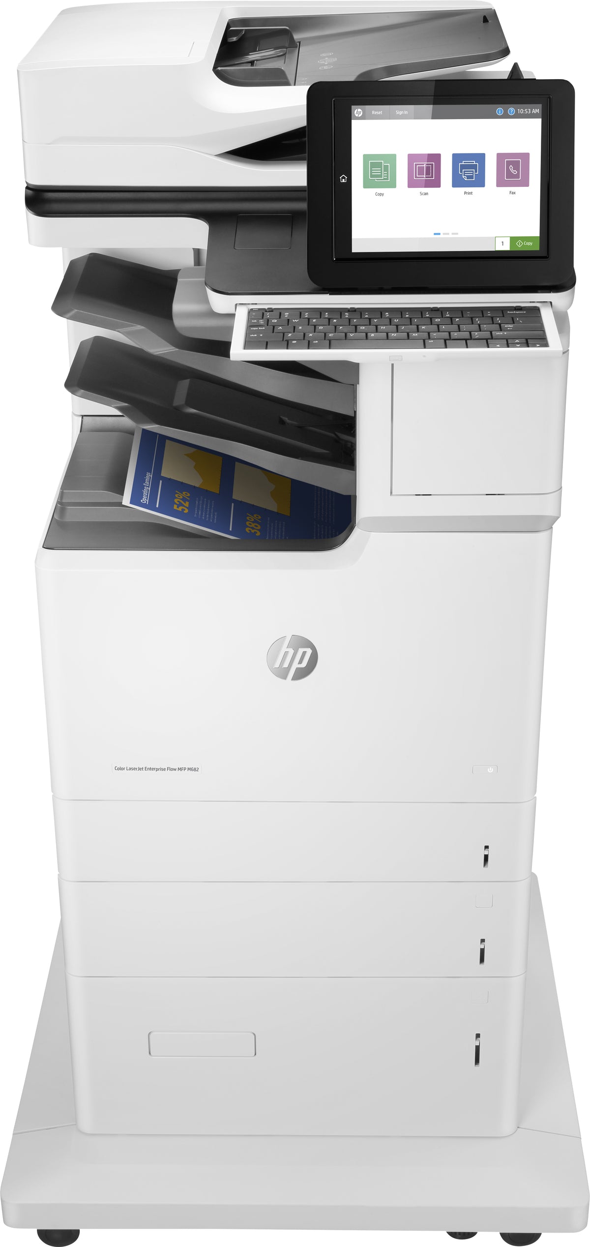 HP LaserJet Enterprise Flow MFP M682z - Multifunction Printer - color - laser - 215.9 x 863.6 mm (original) - A4/Legal (media) - up to 56 ppm (copy) - up to 56 ppm (print) - 3200 sheets - 33.6 Kbps - USB 2.0, Gigabit LAN, Bluetooth, Wi-Fi(n), U