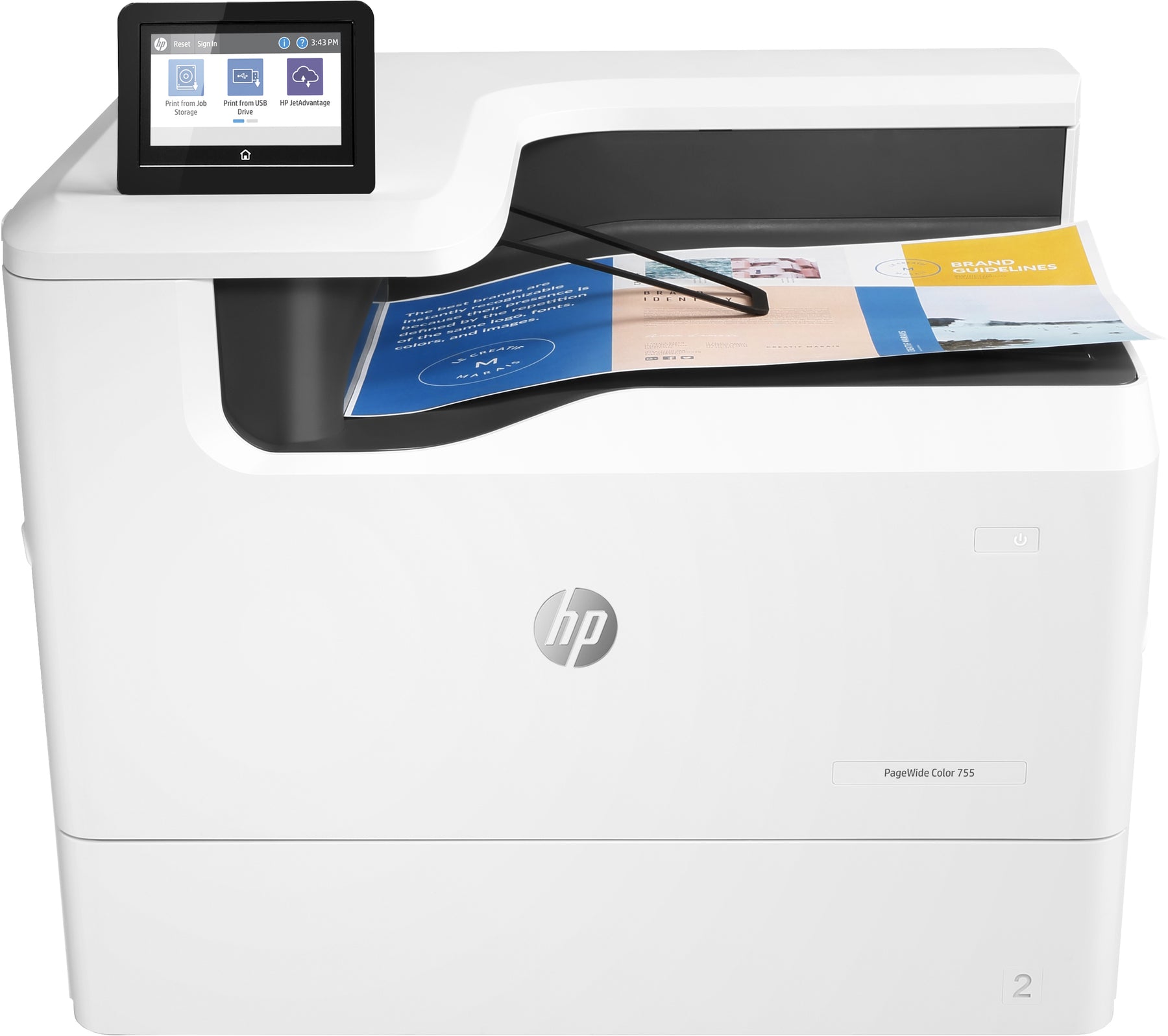 HP PageWide Color 755dn - Printer - color - Duplex - page width matrix - A3 - 1200 x 1200 dpi - up to 35 ppm (mono) / up to 35 ppm (color) - capacity: 550 sheets - USB 2.0, LAN, Wi-Fi -Fi(n), USB 2.0 host