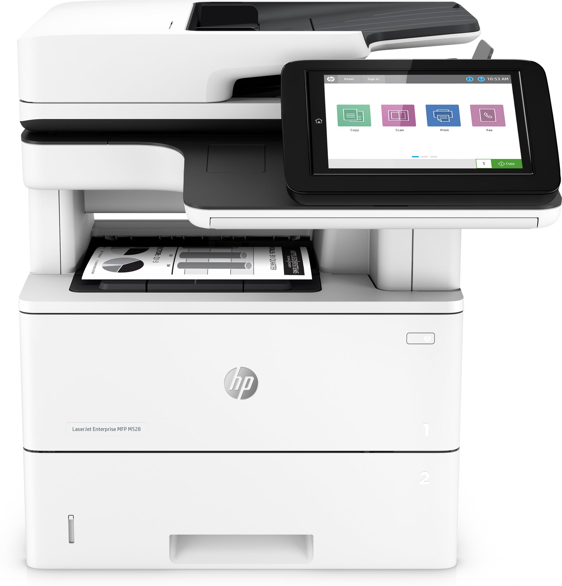 HP LaserJet Enterprise MFP M528dn - Multifunction Printer - B/W - laser - Legal (216 x 356 mm) (original) - A4/Legal (media) - up to 43 ppm (copy) - up to 43 ppm (print) - 650 leaves - USB 2.0, Gigabit LAN, USB 2.0 host