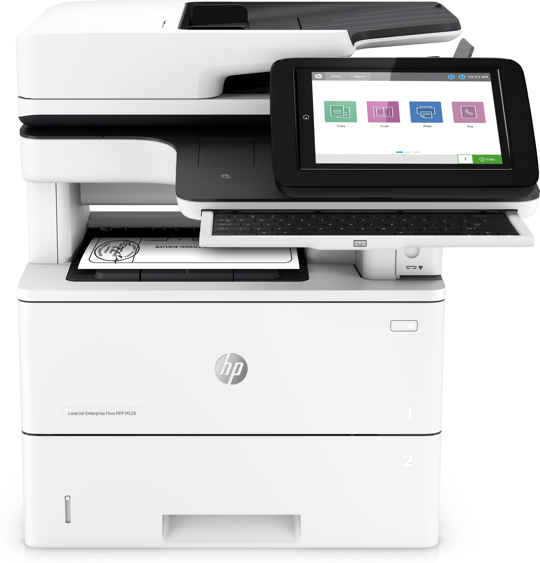 HP LaserJet Enterprise Flow MFP M528z - Multifunction Printer - B/W - laser - Legal (216 x 356 mm)/A4 (210 x 297 mm) (original) - A4/Legal (media) - up to 43 ppm (copy) - up to 43 ppm (printing) - 650 sheets - 33.6 Kbps - USB 2.0, Gigabit LAN, Wi-Fi