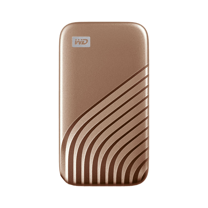 WD My Passport SSD WDBAGF5000AGD - SSD - encrypted - 500 GB - external (portable) - USB 3.2 Gen 2 (USB C connector) - 256-bit AES - gold