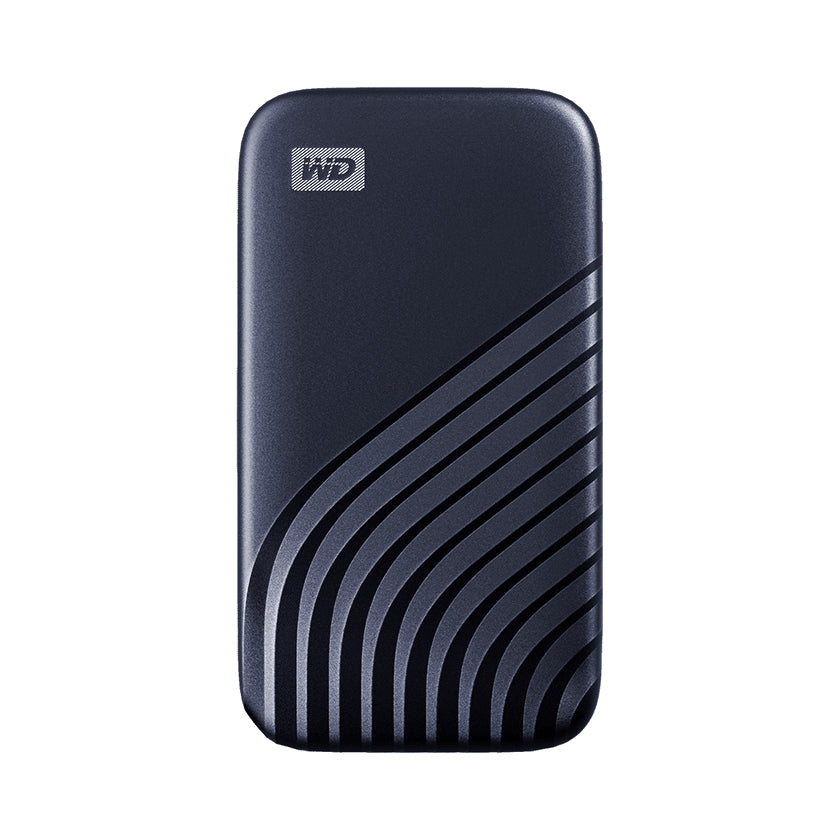 WD My Passport SSD WDBAGF5000ABL - SSD - encrypted - 500 GB - external (portable) - USB 3.2 Gen 2 (USB C connector) - 256-bit AES - night blue