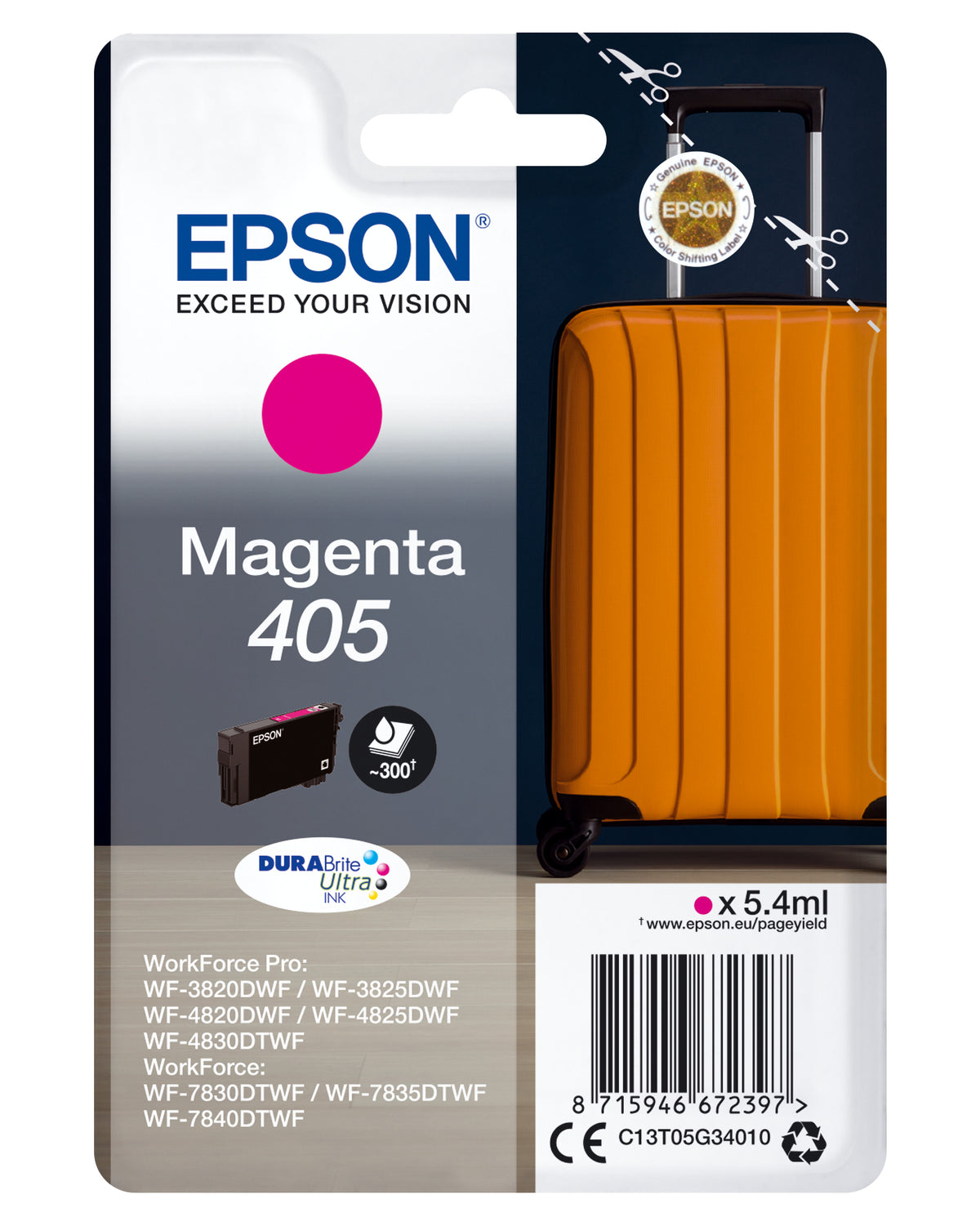 Epson 405 - 5.4 ml - magenta - original - ink cartridge - for WorkForce WF-7310, 7830, 7835, 7840, WorkForce Pro WF-3820, 3825, 4820, 4825, 4830, 7840