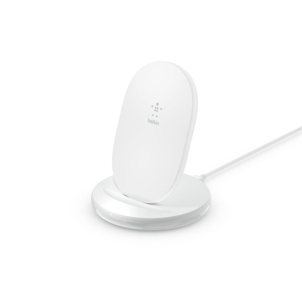 Belkin BOOST CHARGE - Base de carga inalámbrica + adaptador de alimentación de CA - 15 vatios - Blanco - para Apple iPhone 11, 11 Pro, 11 Pro Max, 8, 8 Plus, X, XR, XS, XS Max, Samsung Galaxy Note10, Note10+, S10 , S10+, S10e