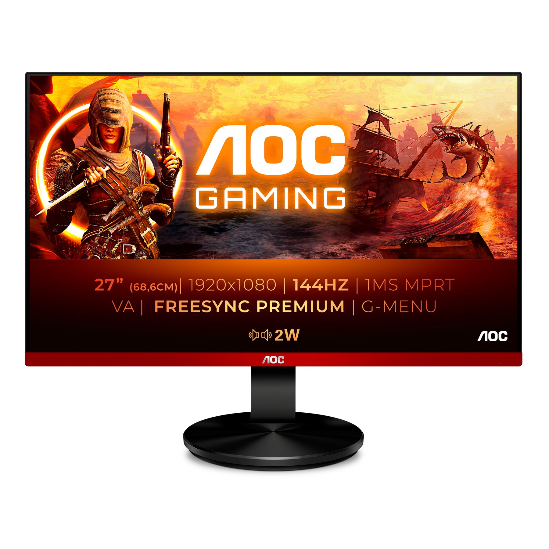 AOC MONITOR 27 FHD 1MS 144HZ HDMI DP SPEAKERS GAMING G2790VXA