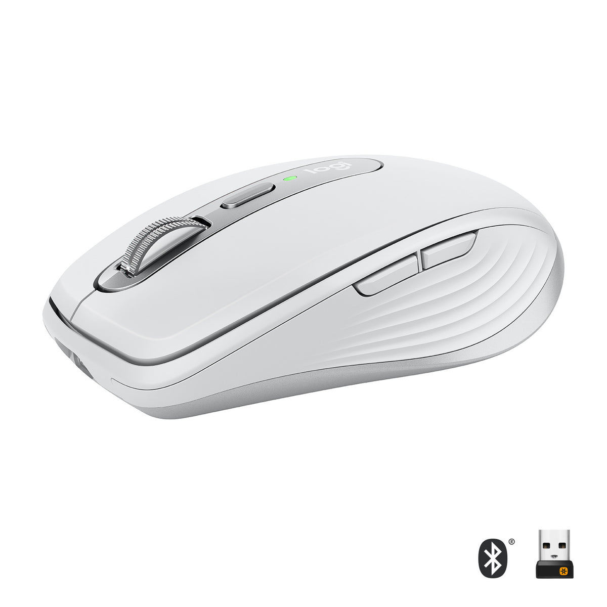 Logitech MX Anywhere 3 - Ratón - láser - 6 botones - inalámbrico - Bluetooth, 2.4GHz - Receptor inalámbrico USB - gris claro