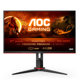 AOC Gaming C27G2AE/BK - Monitor LED - gaming - curvo - 27" - 1920 x 1080 Full HD (1080p) @ 165 Hz - VA - 250 cd/m² - 4000:1 - 1 ms - 2xHDMI, VGA, DisplayPort - altifalantes - preto, vermelho