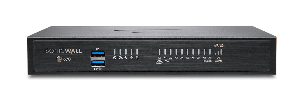 SonicWall TZ670 - Alta disponibilidad - dispositivo de seguridad - 10 GigE - escritorio