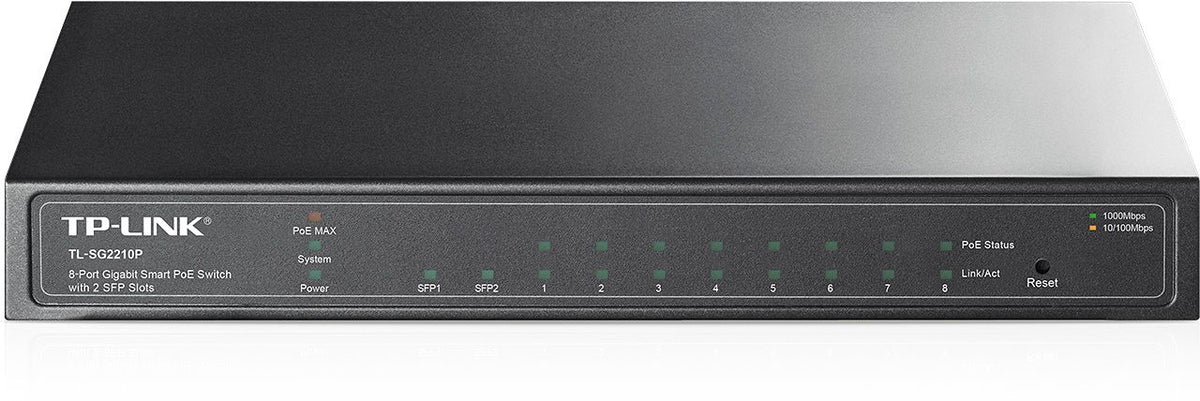 Conmutador inteligente PoE de escritorio Gigabit de 8 puertos TP-Link-TL-SG2210P (TL-SG2210P)