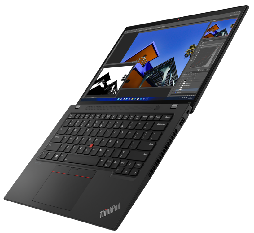 Lenovo ThinkPad T14 Gen 3 21AH - Diseño de bisagra de 180 grados - Intel Core i7 1260P / 2.1GHz - Win 11 Pro - Gráficos Iris Xe - 16GB RAM - 512GB SSD TCG Opal Encryption 2, NVMe - 14" IPS 1920 x 1200 - Wi-Fi 6E - trueno negro - kbd: Inglés -